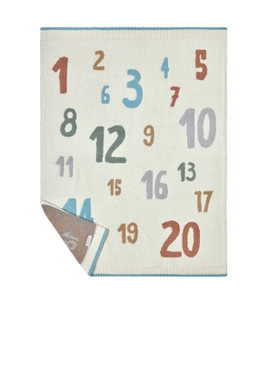 Barefoot Dreams Cozychic Number Stroller Blanket in Cream.
