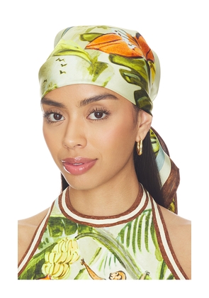 Alemais Toucan Tango Silk Scarf in Green,Blue.