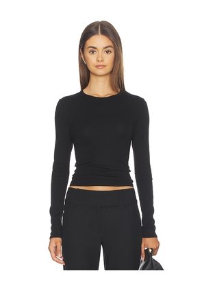 Enza Costa Fine Supima Cotton Long Sleeve Crew in Black. Size L. Also in M, S, XS.