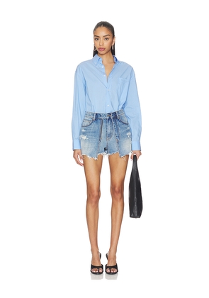 Alexander Wang Prestyled Button Down Skort Romper in Blue. Size 0. Also in 2, 4, 6.