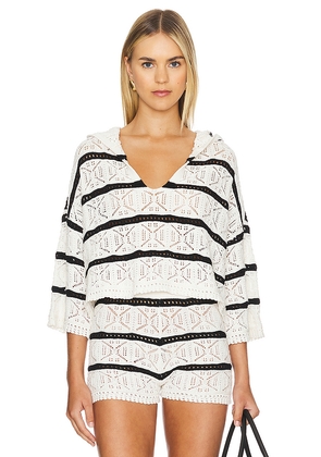 LSPACE Striped Diamond Eyes Hoodie in White. Size M. Also in XL.