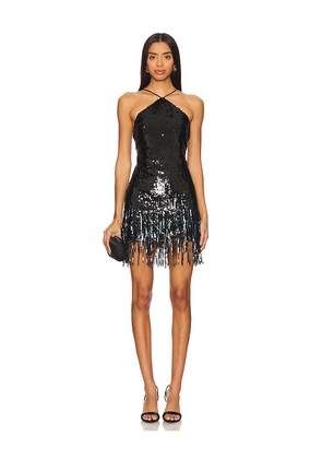 Lovers and Friends Massima Sequin Fringe Mini Dress in Black. Size XS. Also in S.