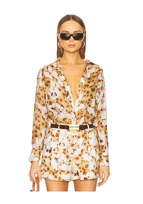 Karina Grimaldi Helen Print Top in Tan,Brown. Size S. Also in M.