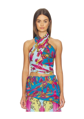 Muma World Amazonian Orchid Andressa Top in Blue. Size L. Also in M, S, XS.