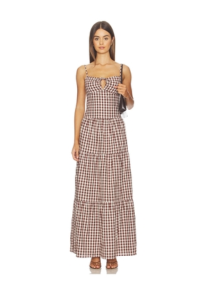 MORE TO COME Lili Maxi Dress in Brown. Size L. Also in M, S, XL, XS, XXS.