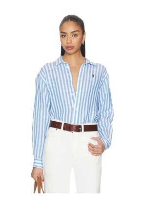Polo Ralph Lauren Linen Long Sleeve Button Front Shirt in Blue,White. Size L. Also in M, S, XS.