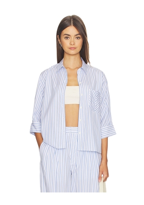 Rag & Bone Lucia Stripe Poplin Shirt in Baby Blue. Size L. Also in M, S, XS.