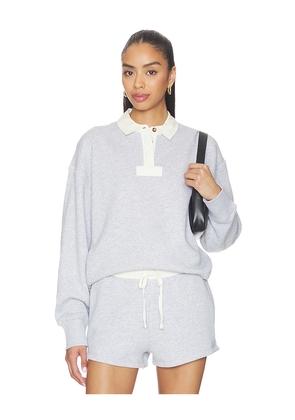 Rag & Bone Vintage Terry Oversized Polo Sweatshirt in in Light Grey. Size L. Also in M, S, XS, XXS.