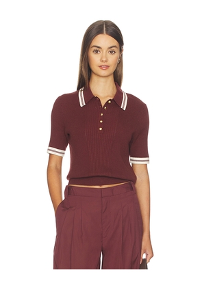 Rag & Bone Laurie Tipped Short Sleeve Polo in Rust. Size L. Also in M, S, XS, XXS.