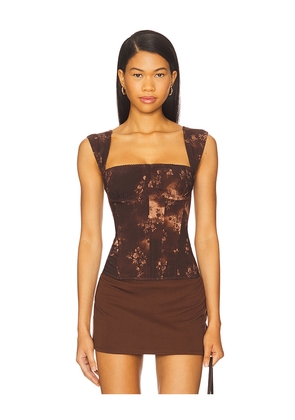 WeWoreWhat x REVOLVE Ruched Cup Corset in Brown. Size 0. Also in 2.