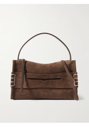 JW Anderson - Loafer Leather-Trimmed Suede Messenger Bag - Men - Brown