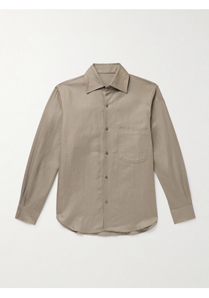 Stòffa - Cotton and Linen-Blend Twill Shirt - Men - Brown - IT 46