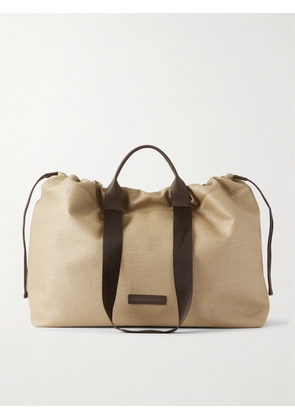Brunello Cucinelli - Leather-Trimmed Raffia Weekend Bag - Men - Neutrals