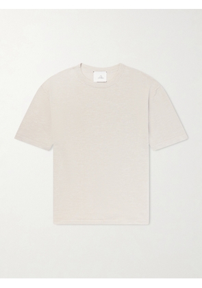 The Elder Statesman - Lenny Ribbed Wool, Silk and Linen-Blend T-Shirt - Men - Neutrals - S