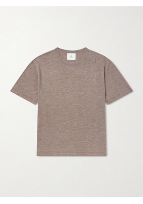 The Elder Statesman - Lenny Wool, Silk and Linen-Blend T-Shirt - Men - Brown - S