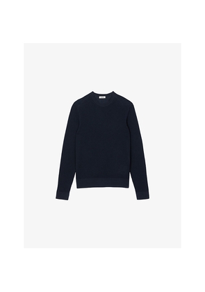 Mens Sandro Textured Crewneck Cotton Knitted Jumper