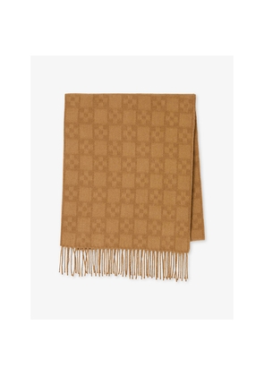 Mens Sandro Monogram-Pattern Fringed Wool Scarf