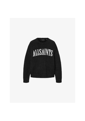 Mens Allsaints Stokes Logo-Motif Wool and Alpaca-Blend Jumper