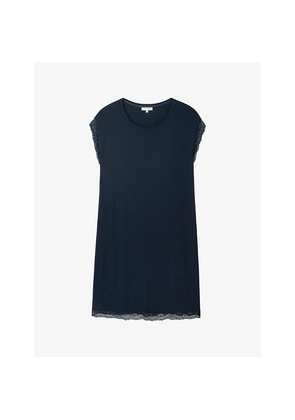 Womens The White Company Lace-Trim Relaxed-Fit Jersey Nightdress