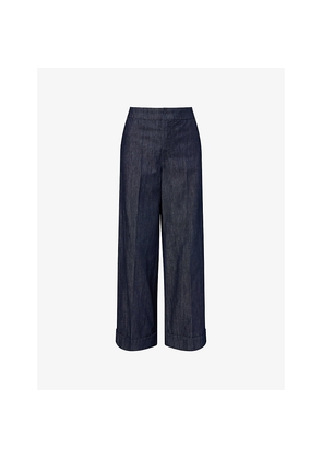 Womens Max Mara Straight-Leg Cotton-Linen Denim Trousers