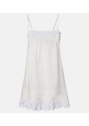 Saint Laurent Lace-trimmed cotton slip dress