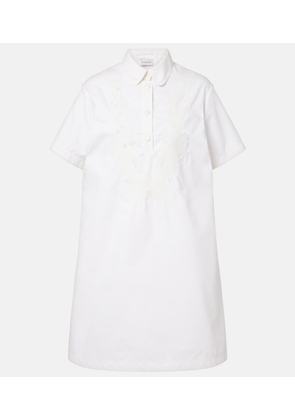Moncler Embroidered cotton-blend poplin midi dress
