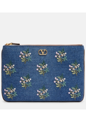 Valentino Garavani VLogo embroidered denim pouch
