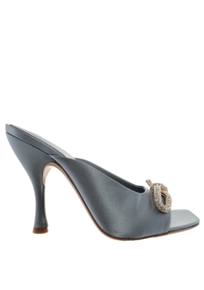 Ferragamo Amy Crystal-Embellished Satin Mules, Size 7.5 C