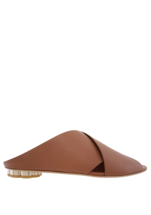 Ferragamo Leather Crisscross Mule Sandals, Size 8.5 C