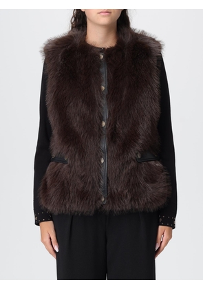 Fur Coat TWINSET Woman color Dove Grey