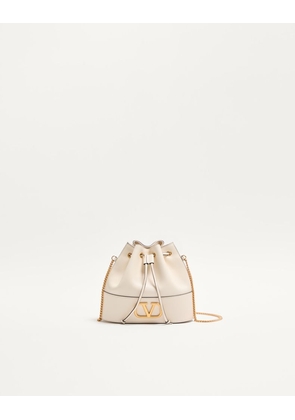 Valentino Garavani MINI VLOGO SIGNATURE BUCKET BAG IN NAPPA LEATHER Woman LIGHT IVORY UNI