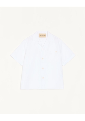 Valentino Valentino Bowling Shirt In Cotton Poplin With Vgold Man WHITE 44