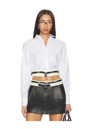 HOMMEgirls Belted Shirt in White. Size L. Also in M, S.
