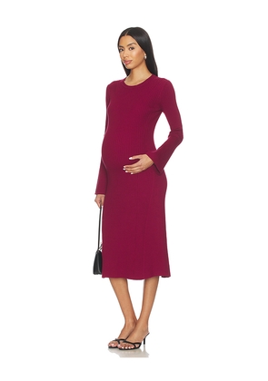 HATCH The Odette Ribbed Midi Dress in Burgundy. Size L. Also in M, S, XL, XS.
