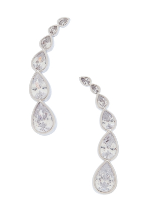 Nana Jacqueline Cristalle Teardrop Earrings in Metallic Silver.