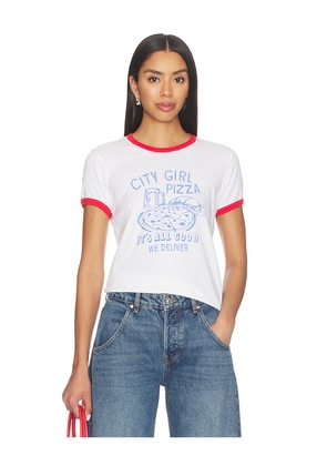 MOTHER The Lil Petite Goodie Ringer Tee in White,Red. Size L. Also in M, S, XL, XS.