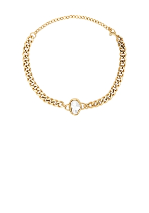 Natalie B Jewelry Limor Pearl Choker in Metallic Gold.