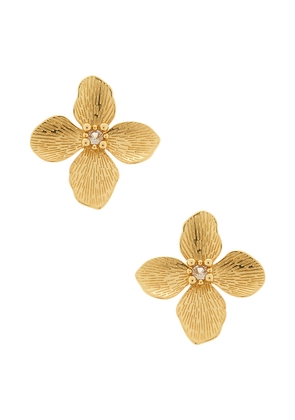 Natalie B Jewelry Flora Stud Earring in Metallic Gold.
