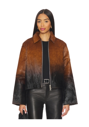 SAMSOE SAMSOE Salylo Leather Jacket in Brown. Size L. Also in XS.