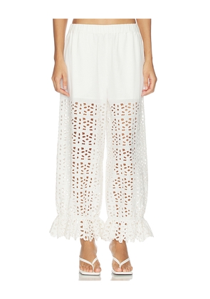 Sea Leila Eyelet Pants in White. Size L. Also in M, S, XL, XS.