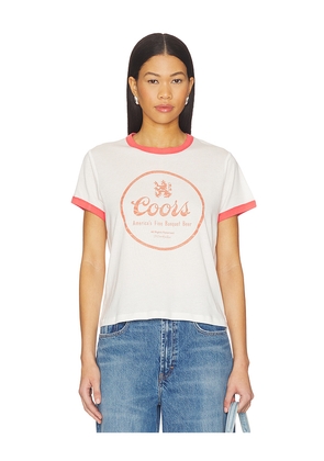 The Laundry Room Coors Fine Banquet Beer Perfect Ringer Tee in White. Size L. Also in M, S, XL, XS.