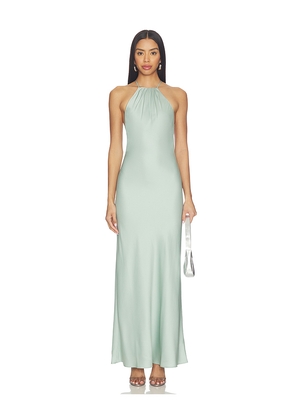 Rue Sophie Faye Satin Dress in Sage. Size L. Also in M, S, XL, XS.