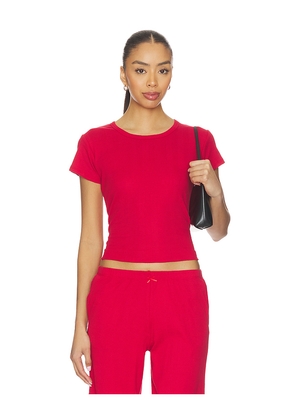 RAT BOI Pointelle Perfect Tee in Red. Size L. Also in M, S, XL, XS, XXL.