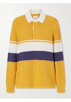 Aimé Leon Dore - Striped Ribbed-knit Cotton Polo Shirt - Yellow - x small,small,medium,large