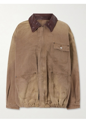 ssstein - Sulfur Leather-trimmed Cotton-canvas Jacket - Neutrals - x small,small,medium