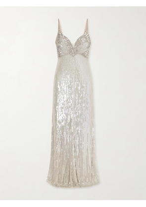 Jenny Packham - Crystal-embellished Sequined Tulle Gown - Silver - UK 6,UK 8,UK 10