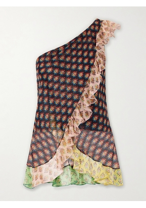 Etro - One-shoulder Ruffled Silk-organza Blouse - Black - IT36,IT38,IT40,IT42,IT44,IT46,IT48