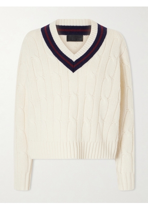 Nili Lotan - Fabiana Striped Cable-knit Wool Sweater - Ivory - x small,small,medium,large,x large