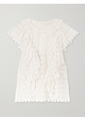 Ulla Johnson - Daevy Ruffled Cotton-blend Lace Blouse - Cream - US0,US2,US4,US6,US8,US10,US12