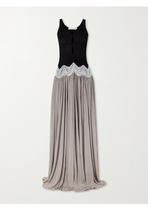 Christopher Esber - Verner Cut-out Pleated Lace-trimmed Jersey Maxi Dress - Black - UK 6,UK 8,UK 10,UK 12,UK 14